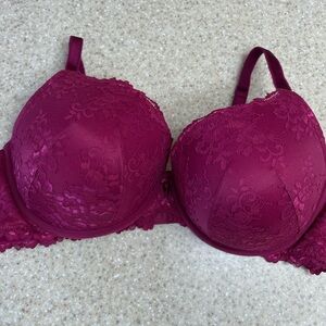 Torrid Curve Lace Underwire  Bra 46 DDD Padded Maroon Burgundy